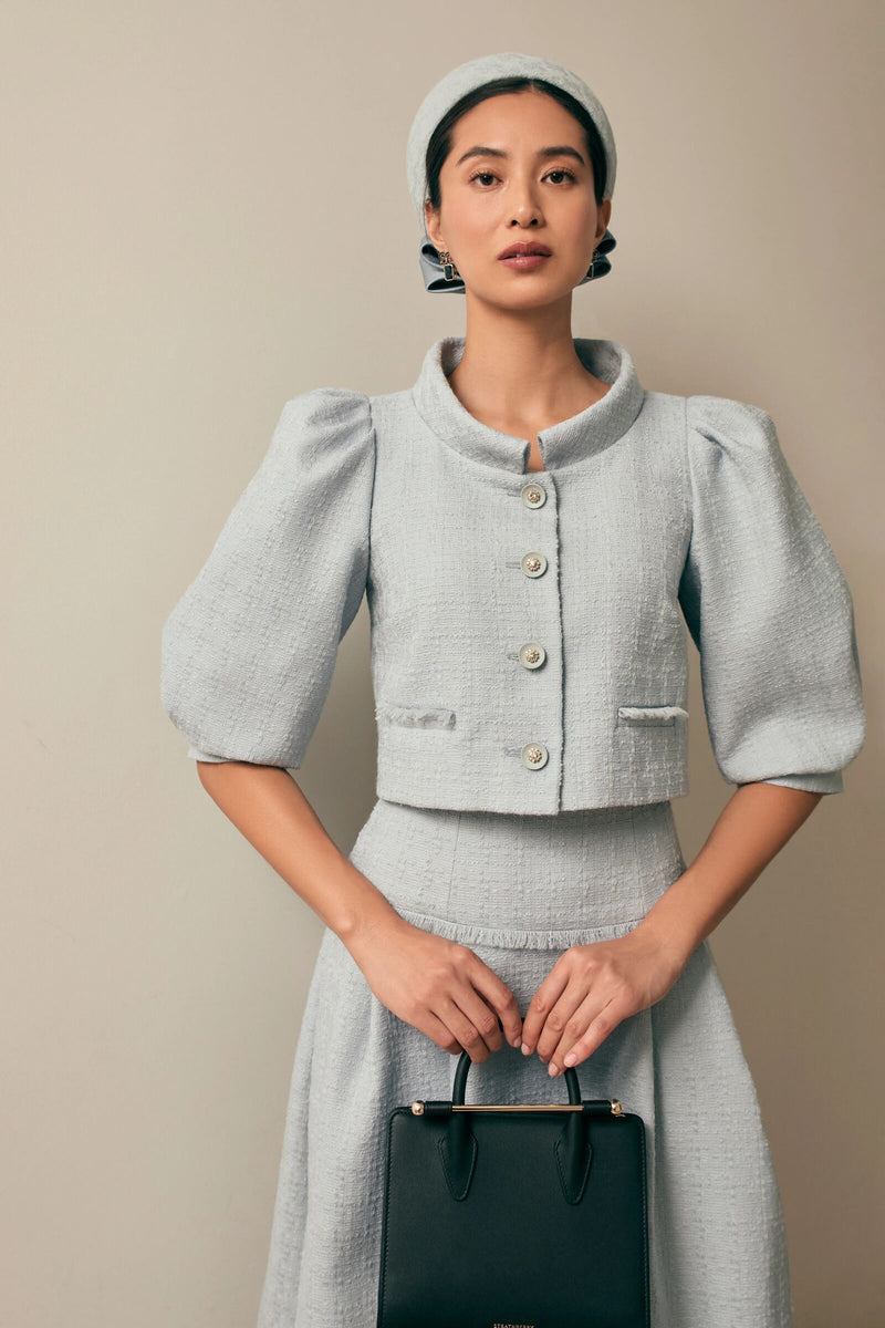Load image into Gallery viewer, Harrogate Skirt Tweed Dusty Blue
