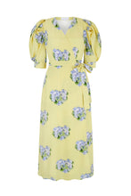 Load image into Gallery viewer, Hebe Wrap Dress Hydrangea Heart Print - ARCHIVE SALE
