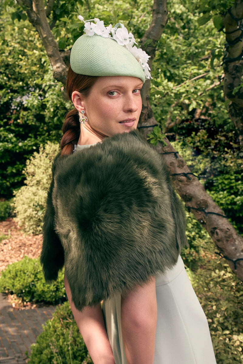 Load image into Gallery viewer, Nebraska Sheepskin Cape Olive
