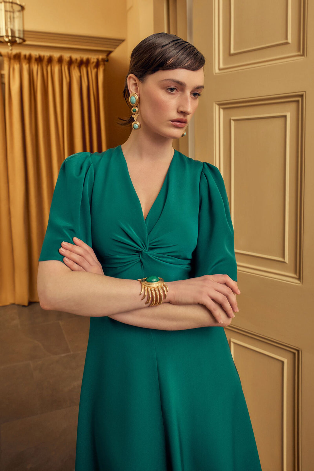 Load image into Gallery viewer, Holland Dress Jade Silk Cady