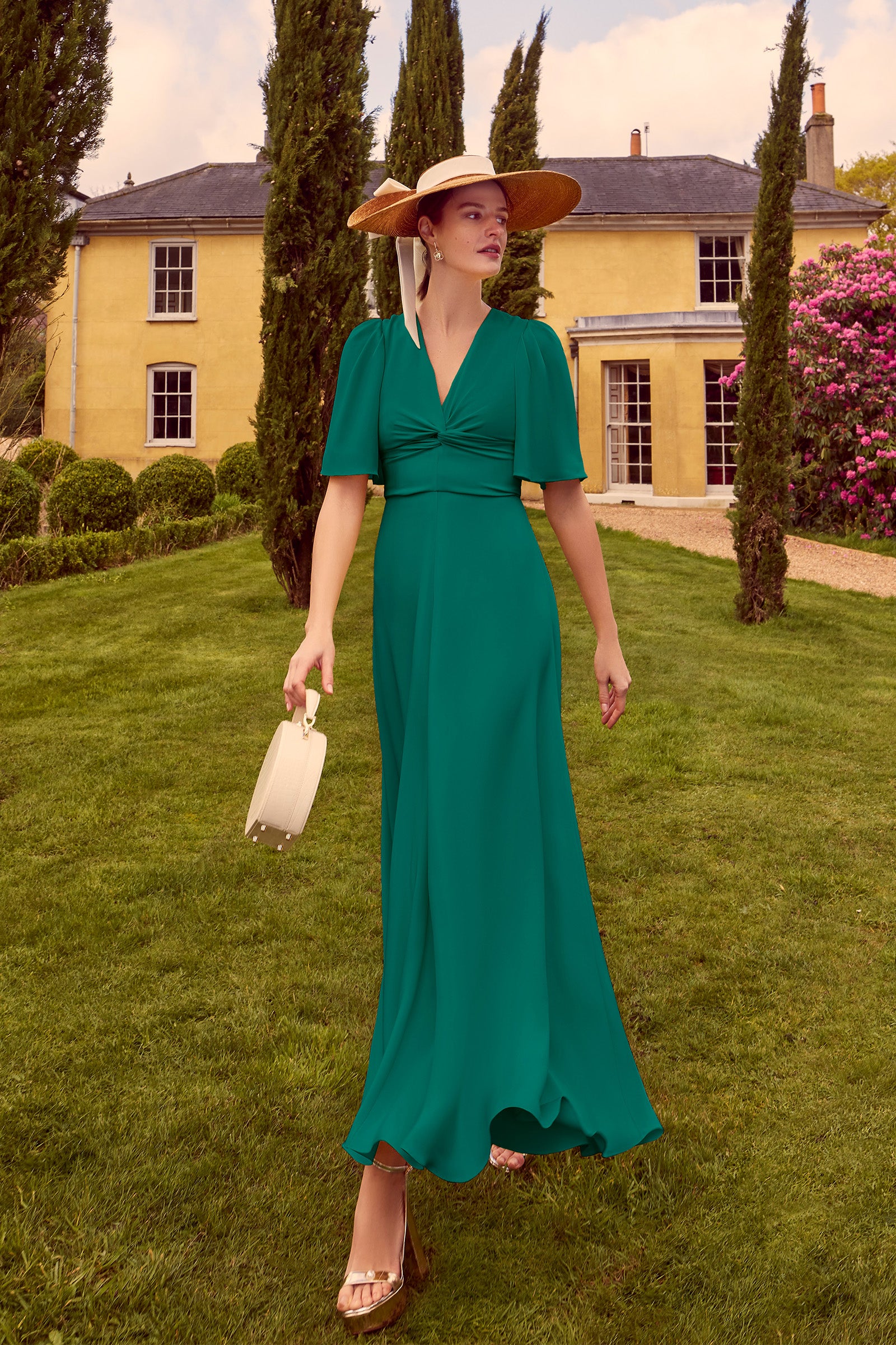 Holland Dress Jade Silk Cady | Suzannah London Holland Dress Jade Silk Cady | Suzannah London