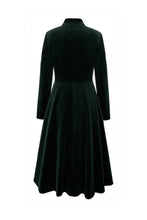 Load image into Gallery viewer, Hunter Coat Dress Forest Green Sustainable Velvet