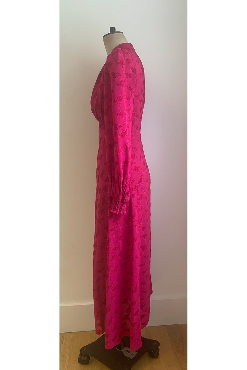Load image into Gallery viewer, Gabriella Tea Dress Fil Coupé Fuchsia Pink