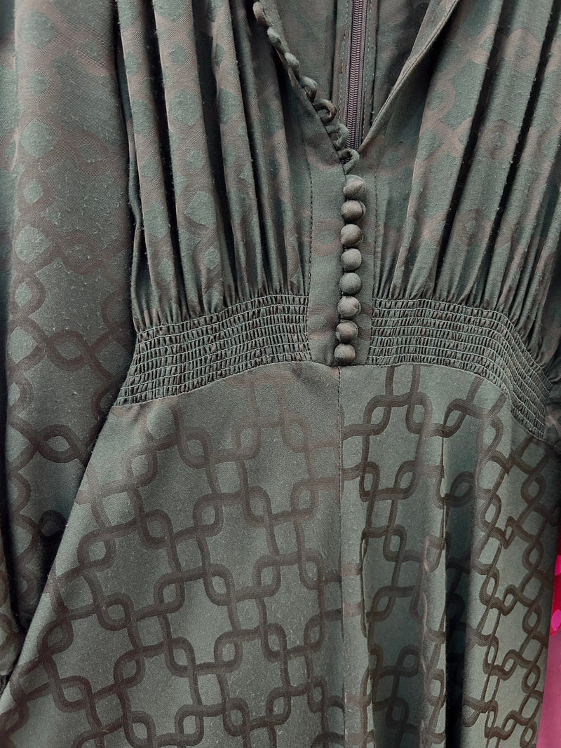 Load image into Gallery viewer, Gabriella Dress Geometric Jacquard Forest - ARCHIVE SALE