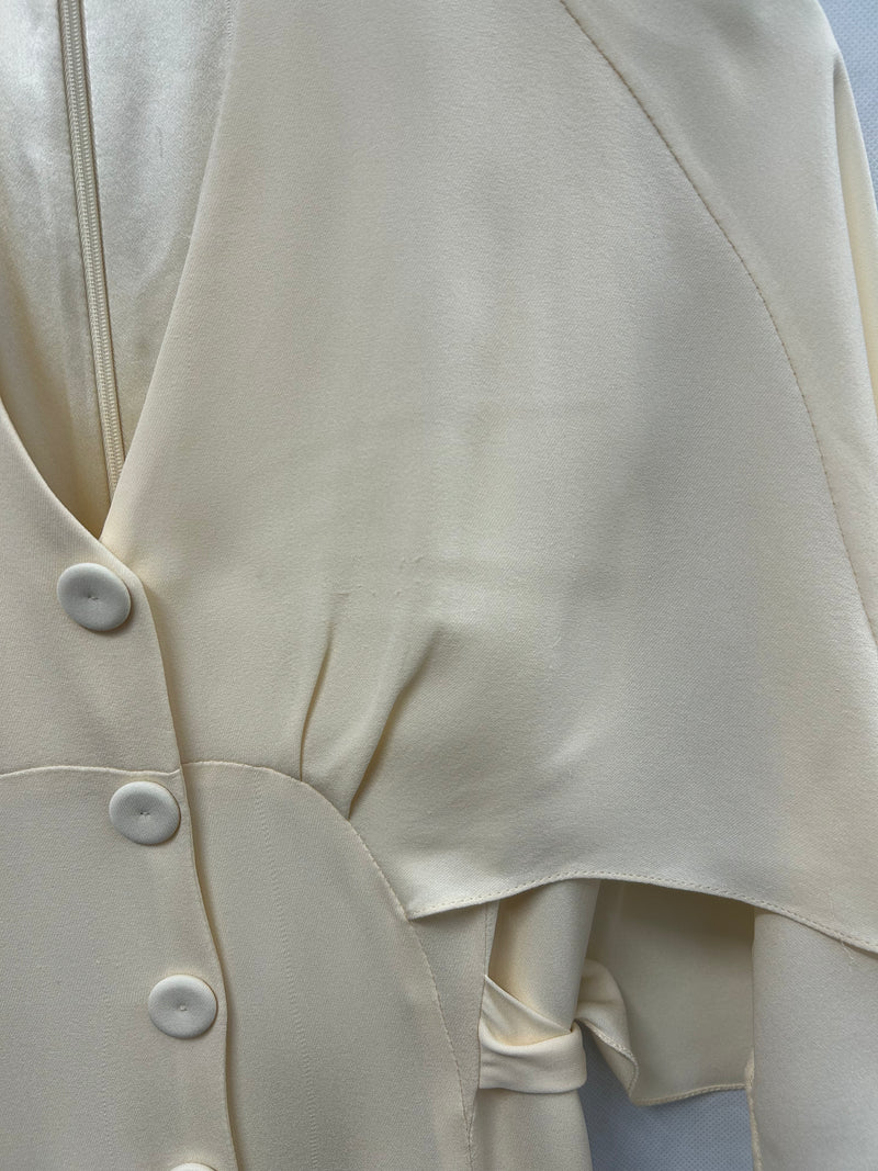 Load image into Gallery viewer, Florence Cape Dress Silk Crepe Vanilla - ARCHIVE SALE