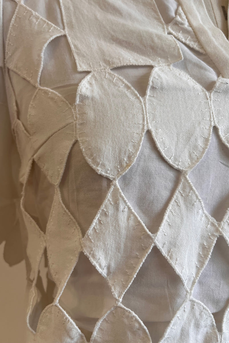 Load image into Gallery viewer, Rae Top and Skirt Set White Geometric Lace ARCHIVE SALE
