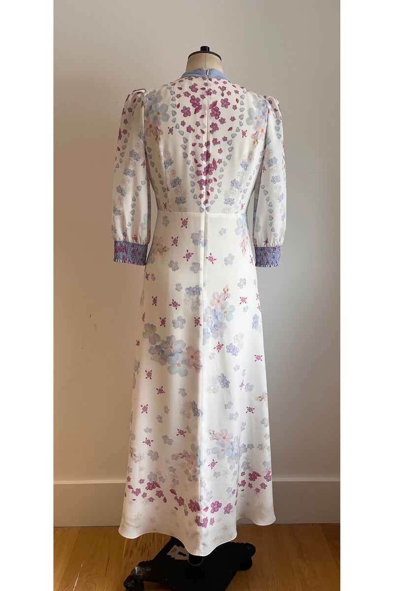 Load image into Gallery viewer, Gabriella Silk Tea Dress Forget-Me-Not ARCHIVE SALE