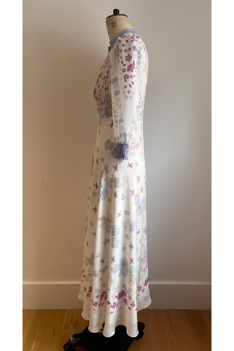 Load image into Gallery viewer, Gabriella Silk Tea Dress Forget-Me-Not ARCHIVE SALE