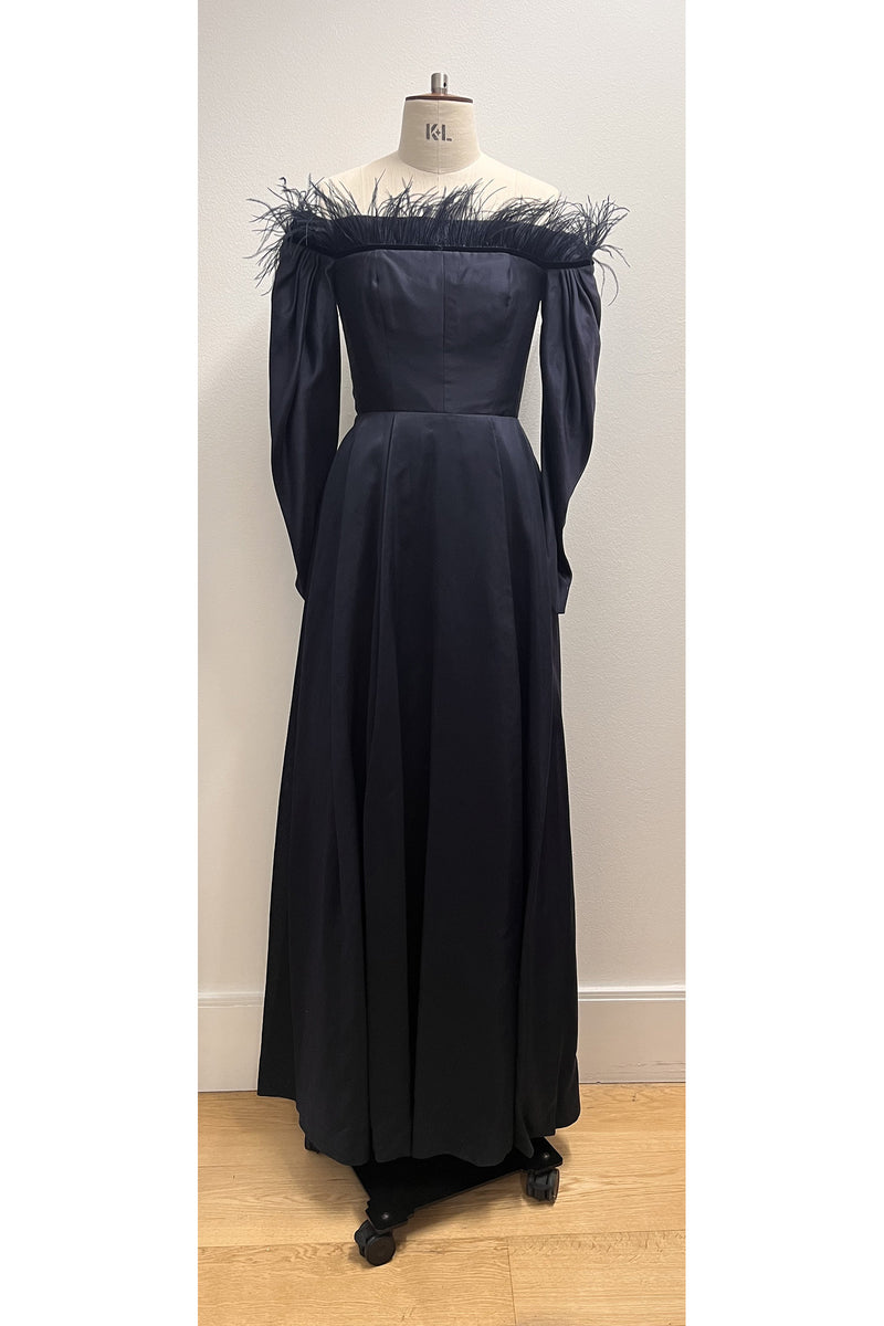 Load image into Gallery viewer, Feather Zoe Gown Navy ARCHIVE SALE