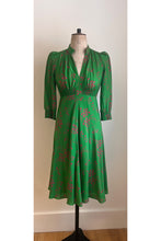 Load image into Gallery viewer, Gabriella Silk Tea Dress Oriental Floral Green ARCHIVE SALE