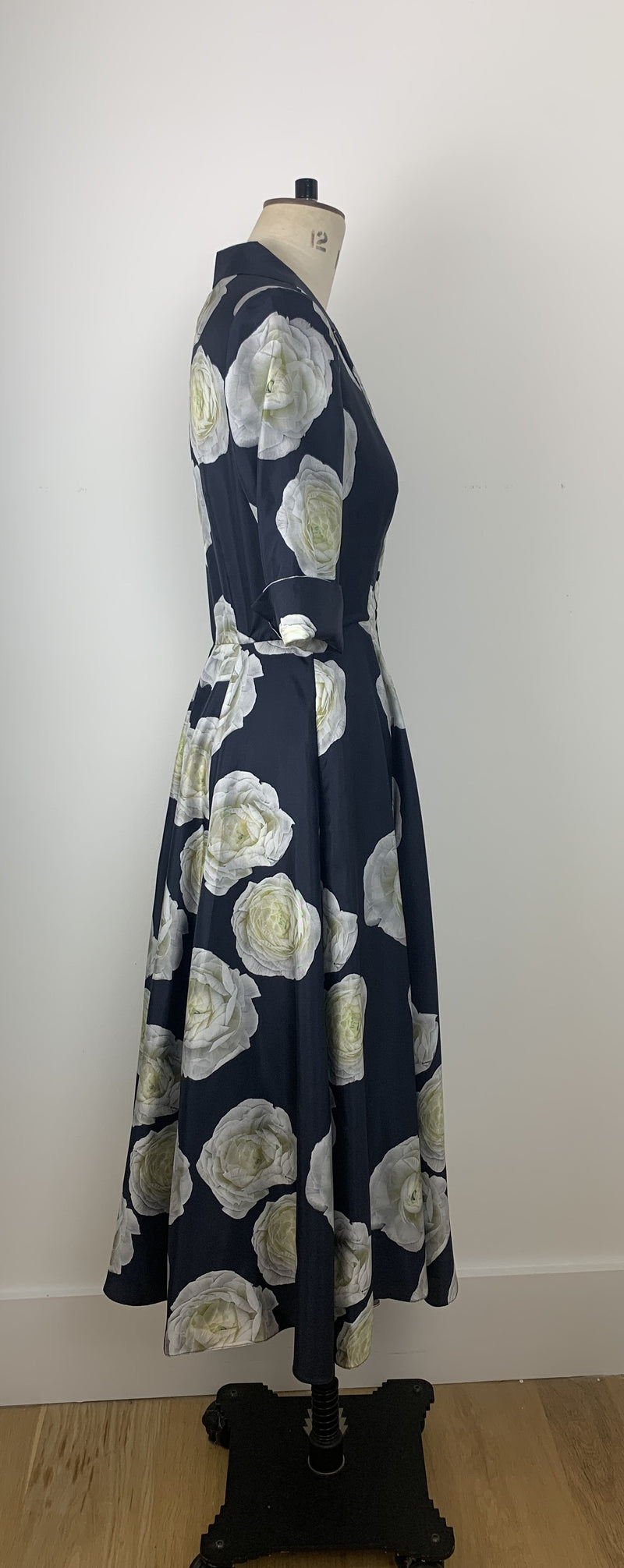 Load image into Gallery viewer, Edith bright navy Rose Cotton Shirt Dress ARCHIVE SALE
