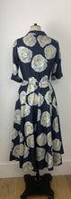 Load image into Gallery viewer, Edith bright navy Rose Cotton Shirt Dress ARCHIVE SALE