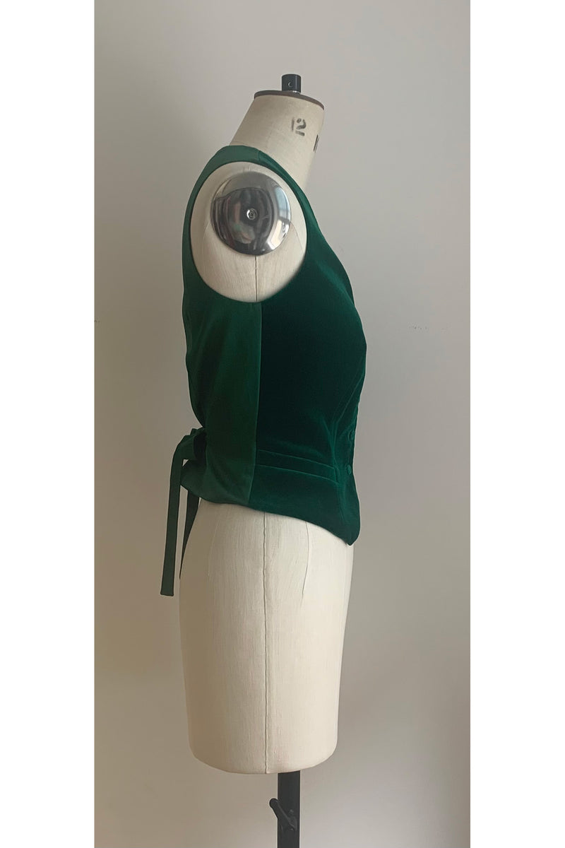 Load image into Gallery viewer, Tuxedo Waistcoat Green Velvet ARCHIVE SALE