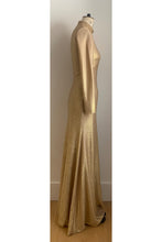 Load image into Gallery viewer, Evangeline Shiny Gold Jersey Gown ARCHIVE SALE