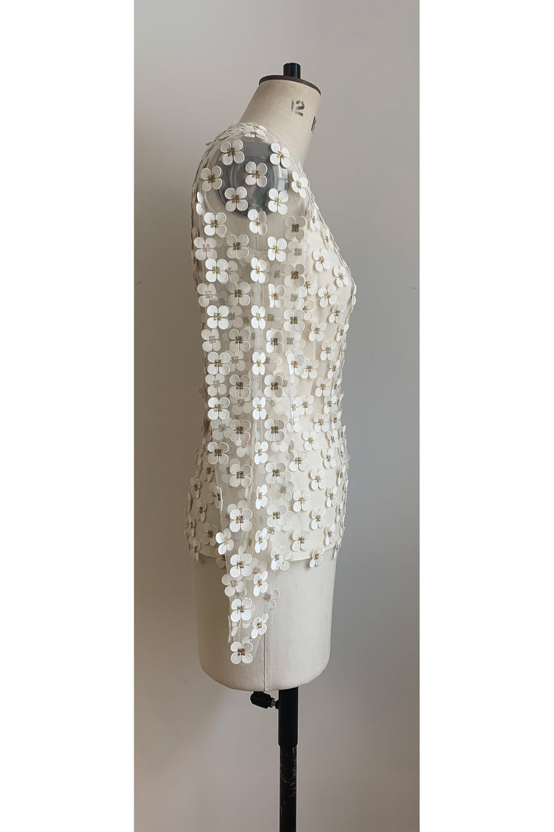 Load image into Gallery viewer, Blouses Appliqué Daisy Lace Ivory - ARCHIVE SALE