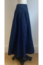 Load image into Gallery viewer, Midi Skirt Smocked Cloqué Navy ARCHIVE SALE