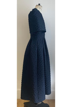 Load image into Gallery viewer, Dorothea Dress Navy Diamond Cloqué V Neck - ARCHIVE SALE
