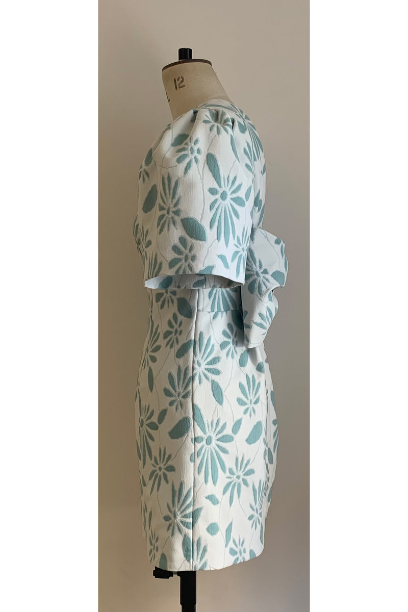 Load image into Gallery viewer, Annabel Bow Dress Cyan Florals ARCHIVE SALE
