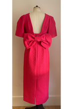 Load image into Gallery viewer, Annabel Bow Shift Dress Hot pink Cloque  - ARCHIVE SALE