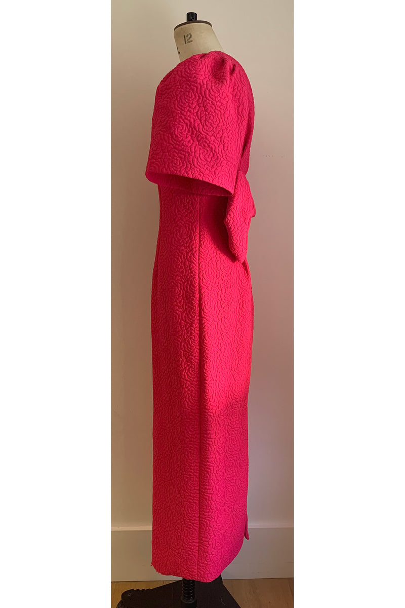 Load image into Gallery viewer, Annabel Bow Shift Dress Hot pink Cloque  - ARCHIVE SALE