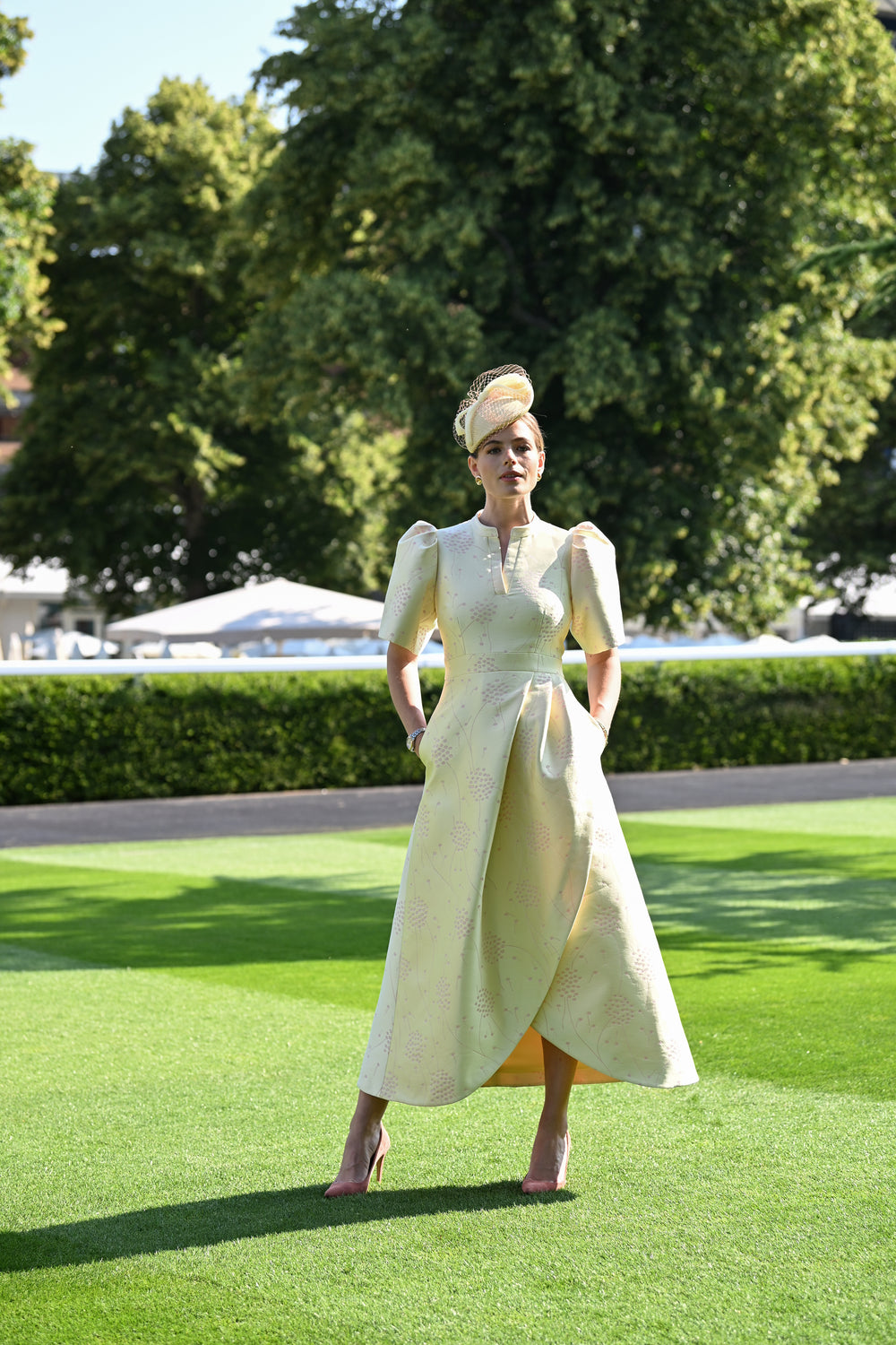 Load image into Gallery viewer, Delphine Dress Dandelion Jacquard