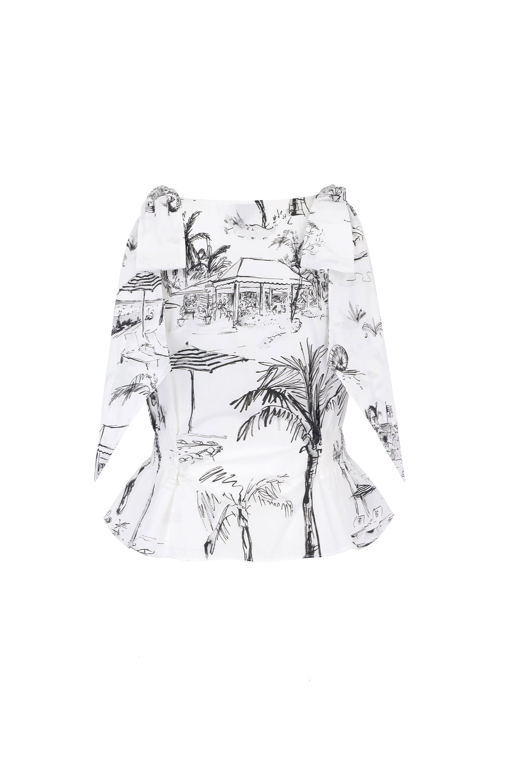 Load image into Gallery viewer, Tie Shoulder Cotton Top Bahamas Print x Susannah Garrod