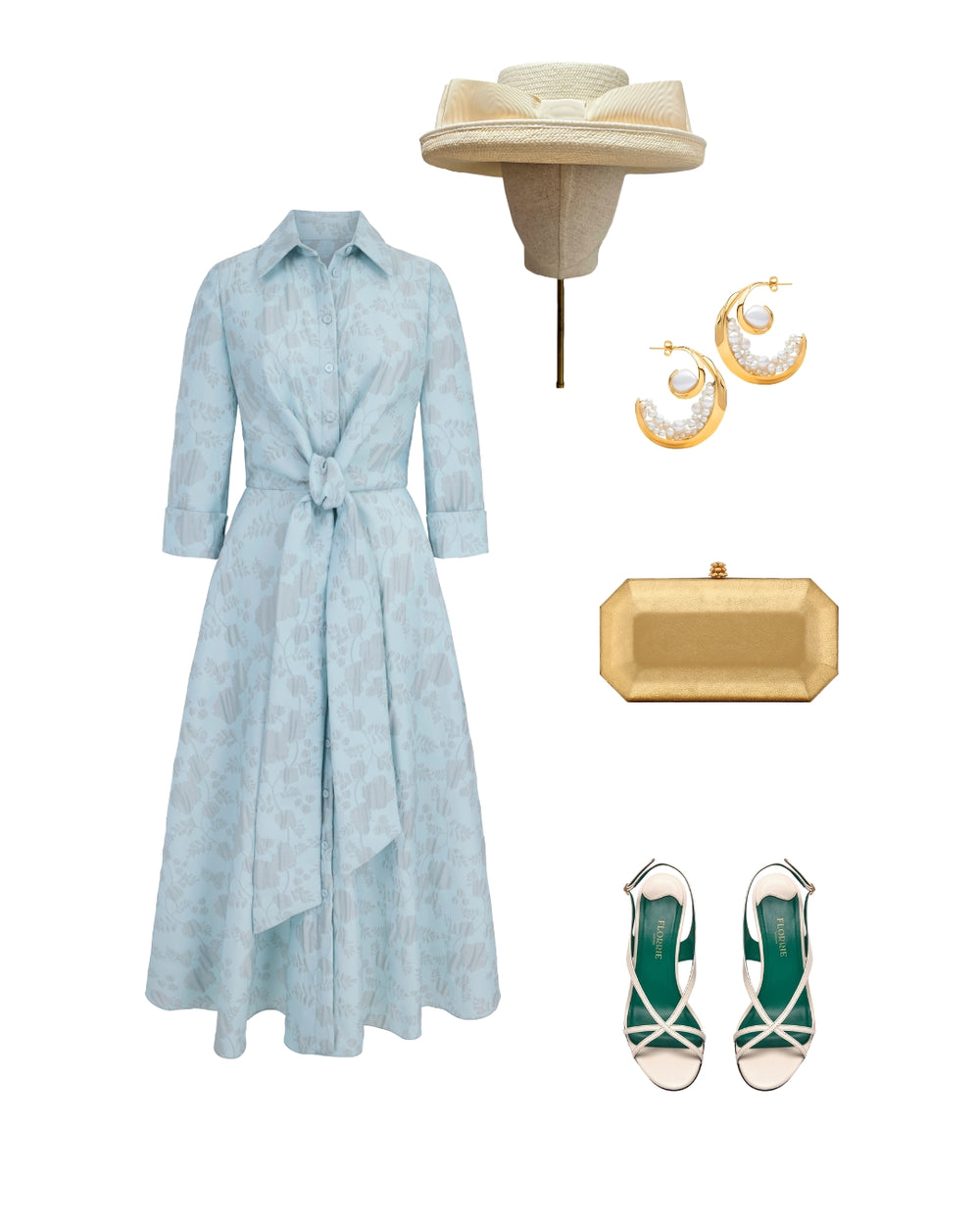 Load image into Gallery viewer, Rimini Dress Floral Matelassé Eucalyptus