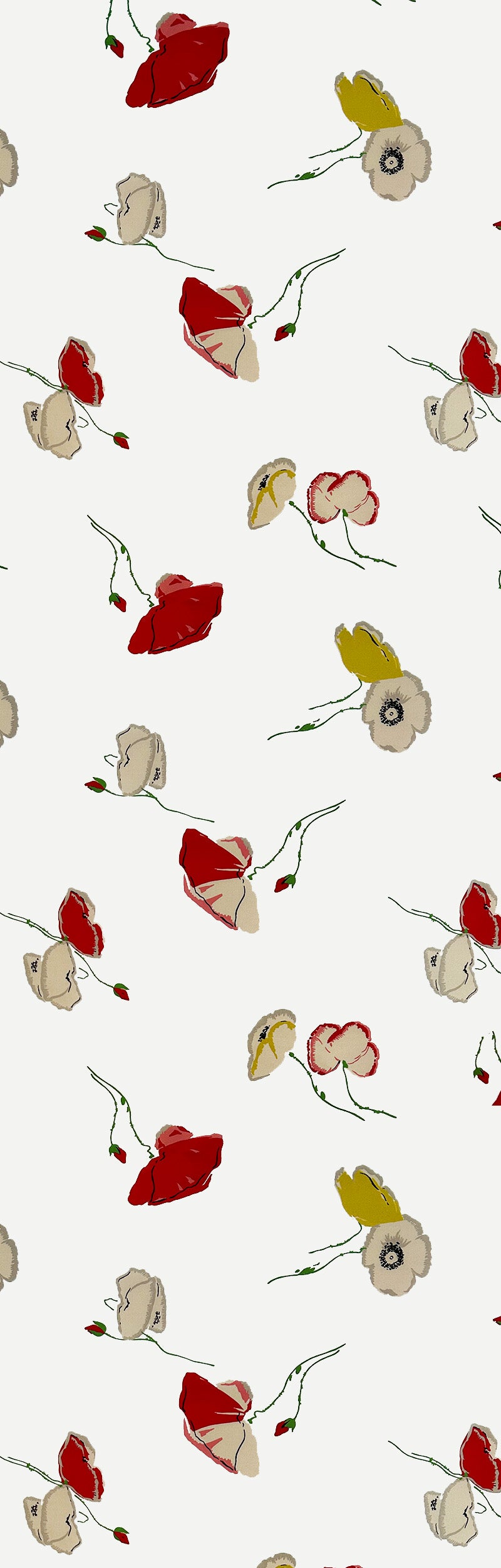Load image into Gallery viewer, Ivory Vintage Poppy Crepe De Chine
