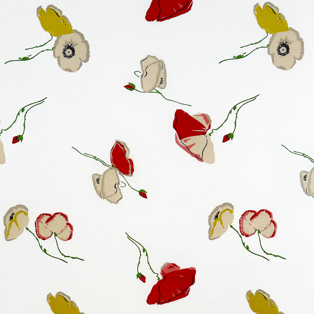 Load image into Gallery viewer, Ivory Vintage Poppy Crepe De Chine