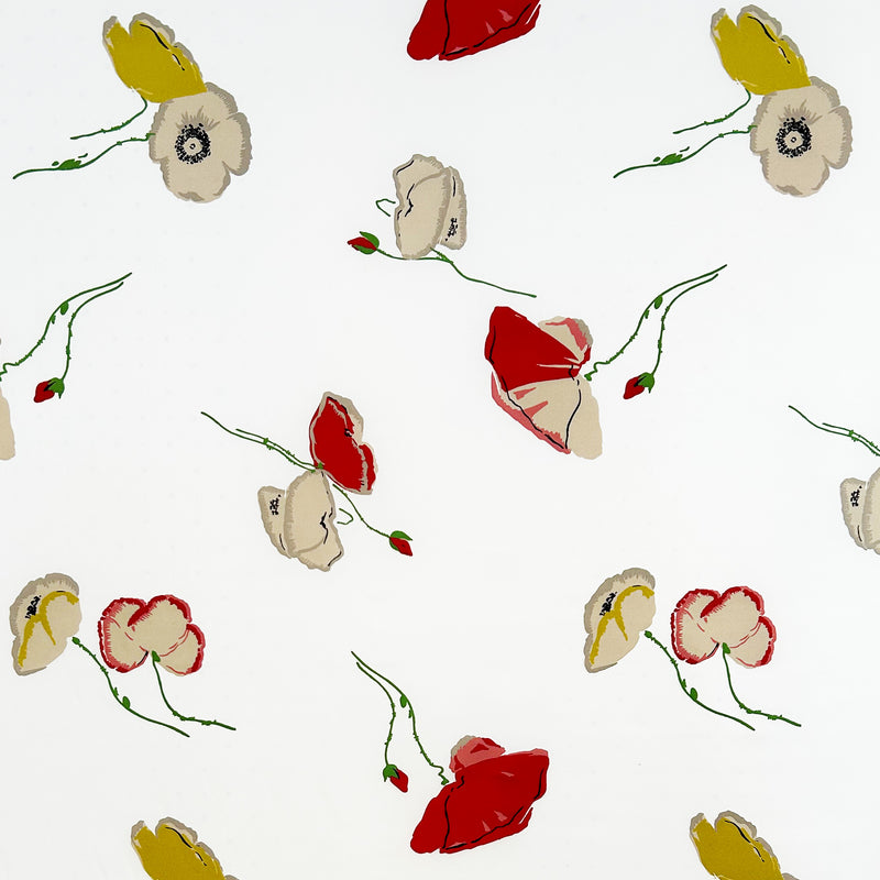 Load image into Gallery viewer, Ivory Vintage Poppy Crepe De Chine