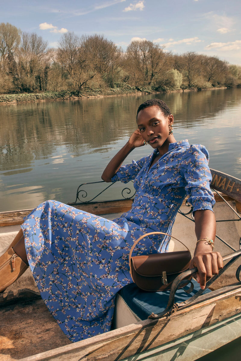 Load image into Gallery viewer, Jane Silk Tea Dress mini blossom floral x Julia Langley