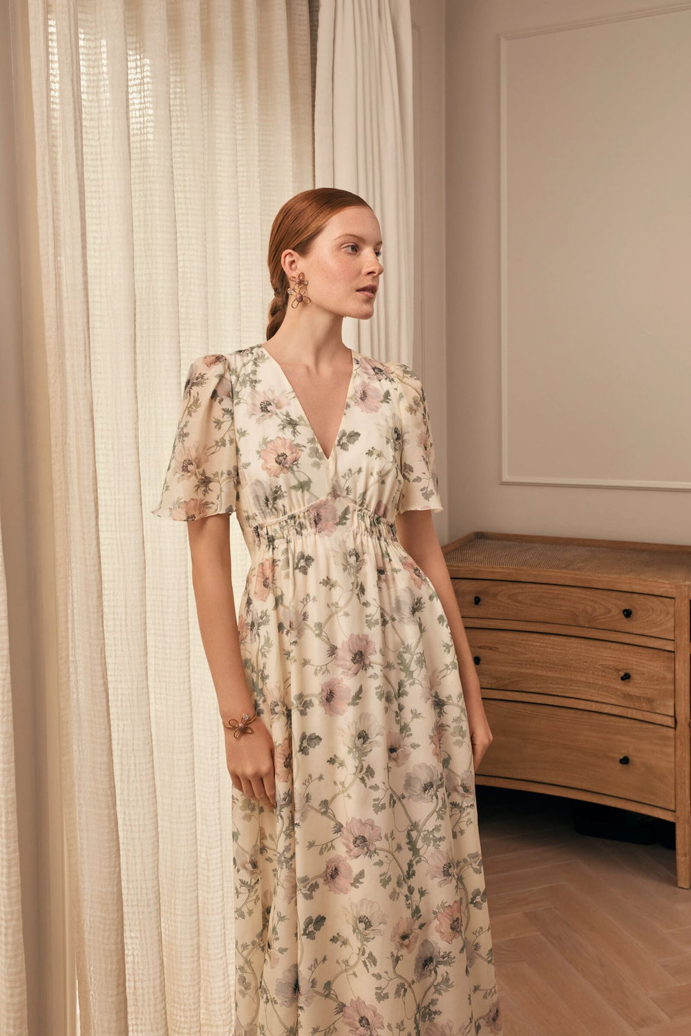 Load image into Gallery viewer, Julia Dress Lemon Anemone Floral