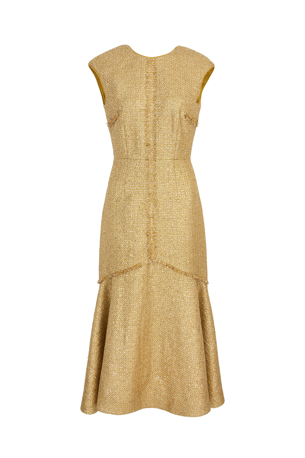Load image into Gallery viewer, Keene Dress Gold Tweed
