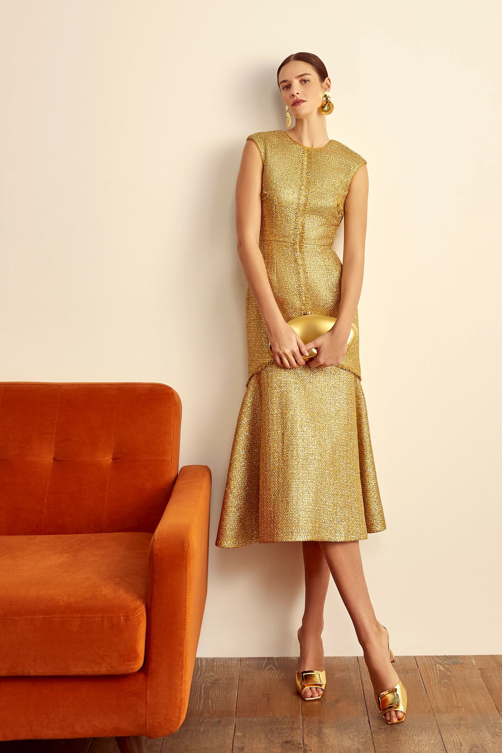 Keene Dress | Gold Tweed | Suzannah London