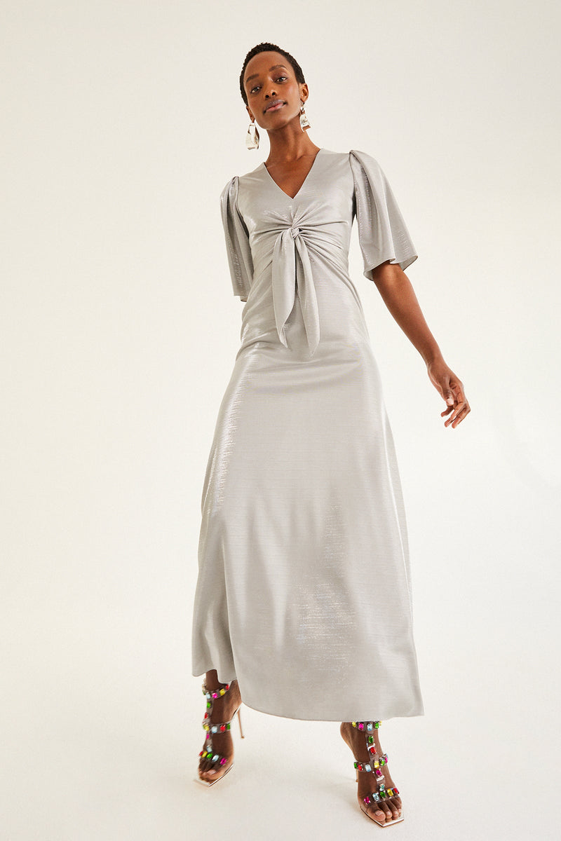 Load image into Gallery viewer, Kobe Long Jersey Dress Burnished Silver - ARCHIVE SALE