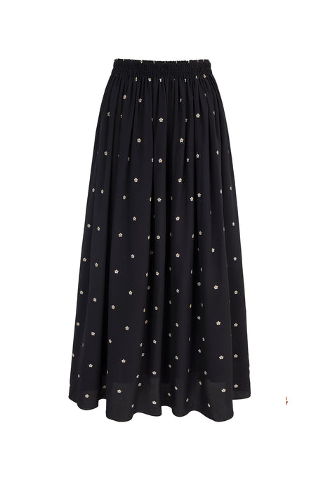 Kristina Soft Silk Skirt Pearl Dots