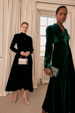 Load image into Gallery viewer, Velvet Grandad Dress Warm Forest Green