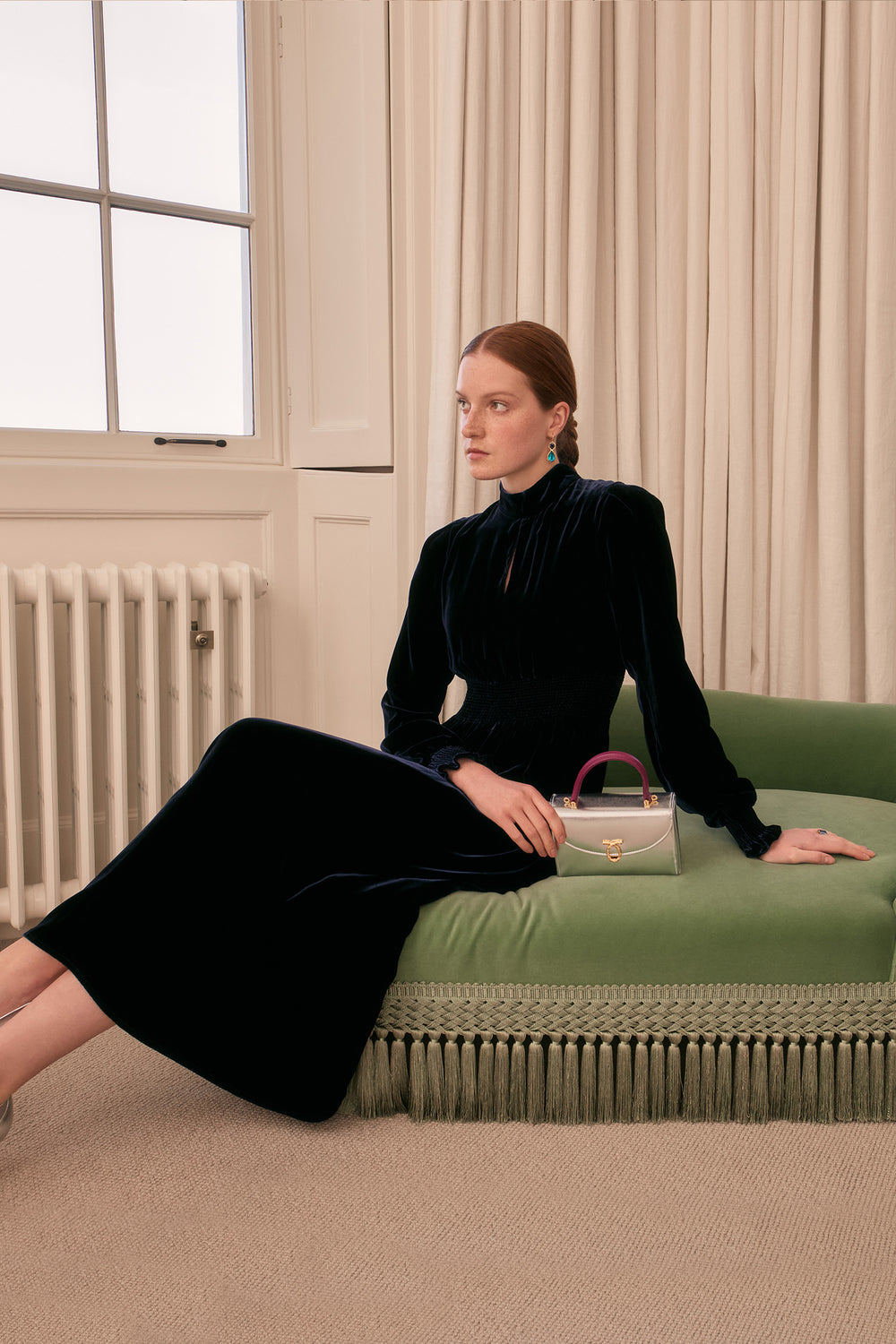 Load image into Gallery viewer, Kumiko Dress Navy Velvet