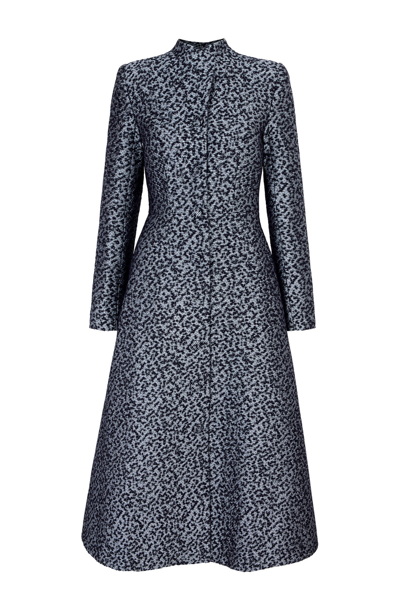 Load image into Gallery viewer, Larchmont Coat Dress Cloqué Dove and Navy