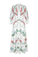 Load image into Gallery viewer, Gabriella Silk Tea Dress Larkspur White
