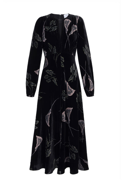 Lily Printed Velvet Tea Dress | Suzannah London