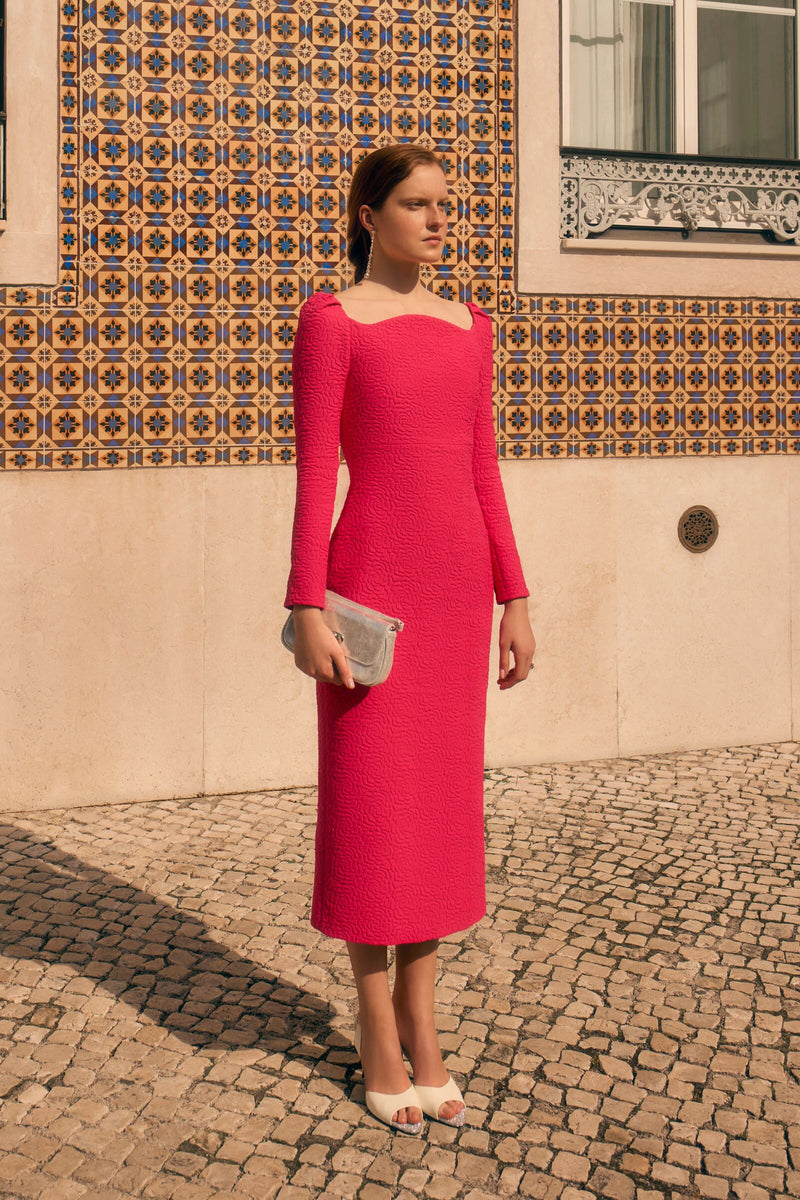Load image into Gallery viewer, Lottie Dress Sculpted Cloqué Pink