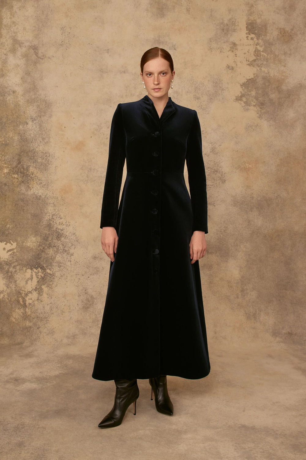 Load image into Gallery viewer, Louisa Coat Dress Velvet Navy