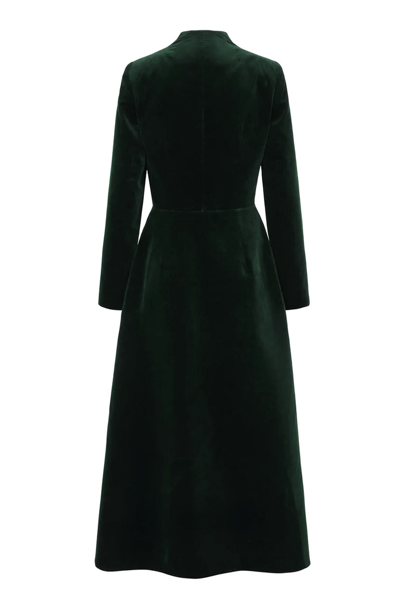 Load image into Gallery viewer, Louisa Coat Dress Velvet Forest Green