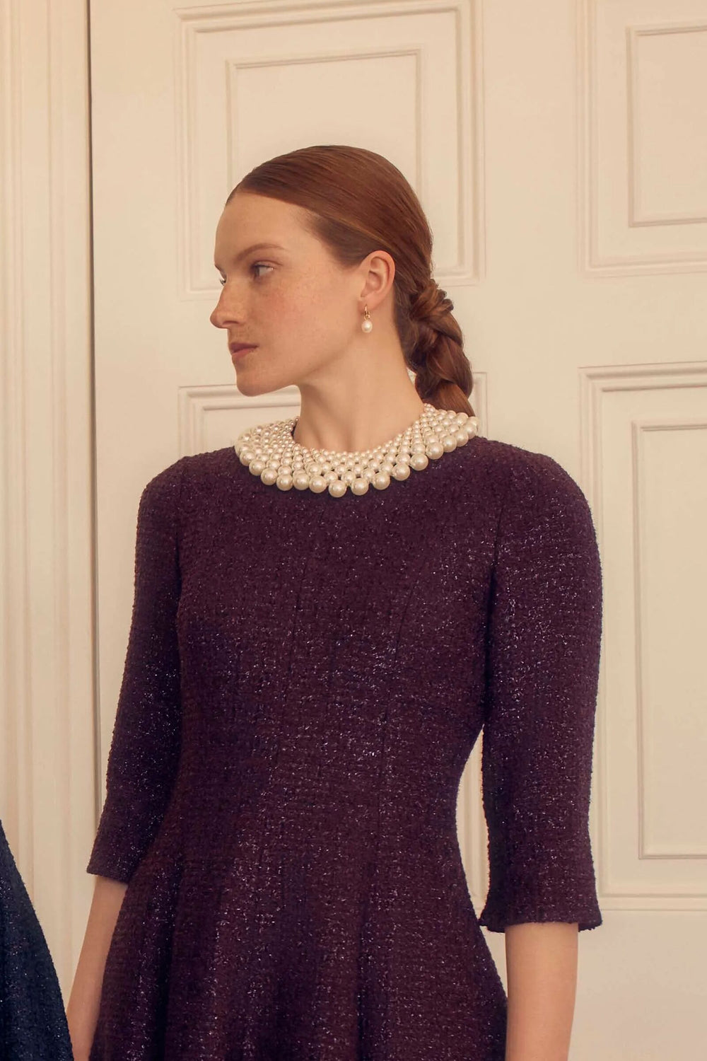 Load image into Gallery viewer, Chunky Pearl collar Aubergine