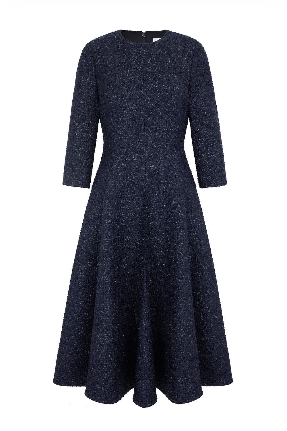 Load image into Gallery viewer, Lucy Midi Dress Metallic Tweed Navy
