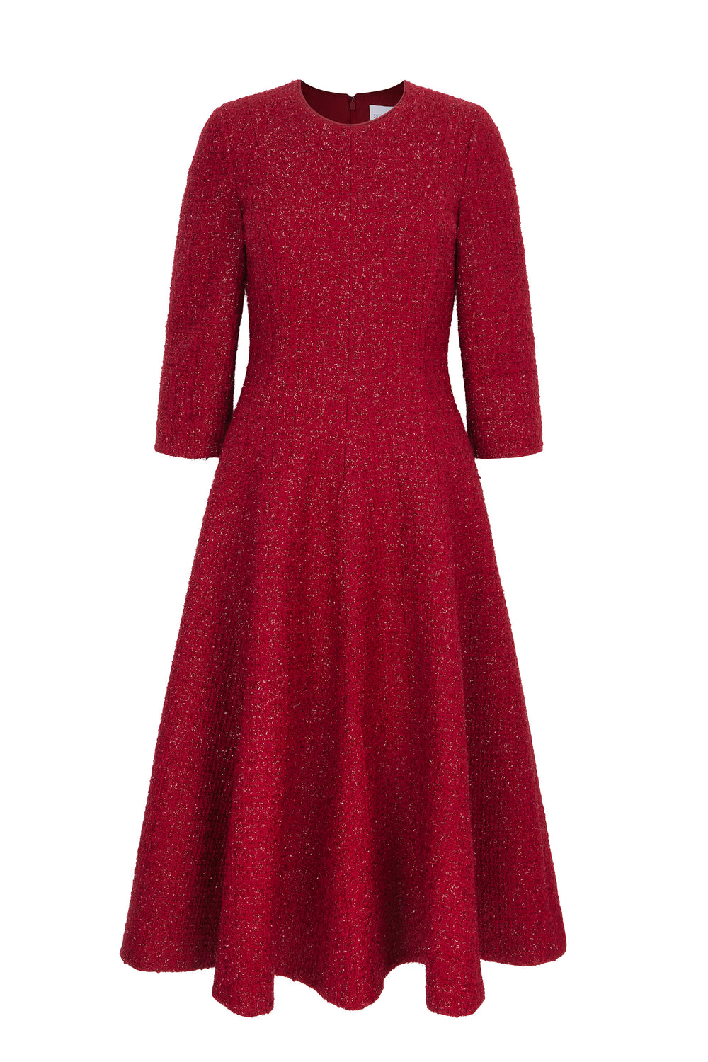 Load image into Gallery viewer, Lucy Midi Dress Metallic Tweed Red