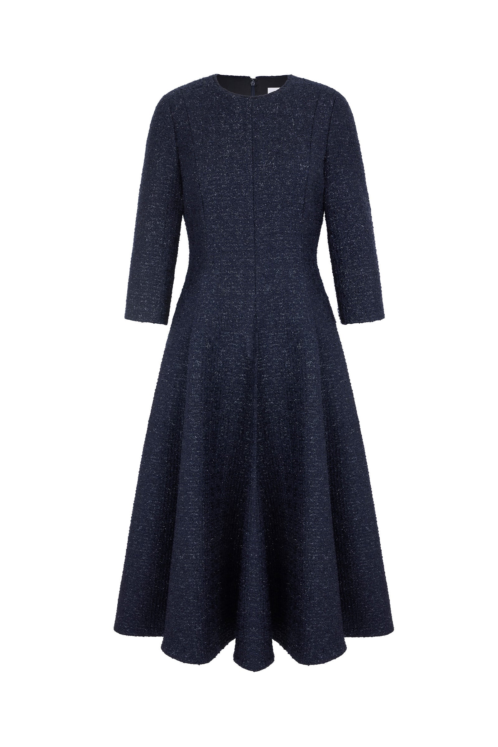 Lucy Midi Dress Metallic Tweed Navy | Luxury Occasion Dresses Suzannah London Lucy Midi Dress Metallic Tweed Navy | Luxury Occasion Dresses Suzannah London