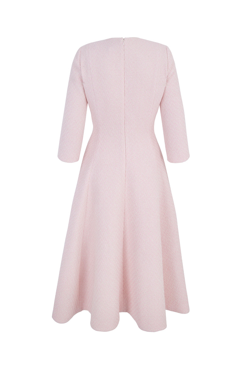 Lucy Midi Dress | Pink Shimmer Tweed | Luxury Occasion Dresses