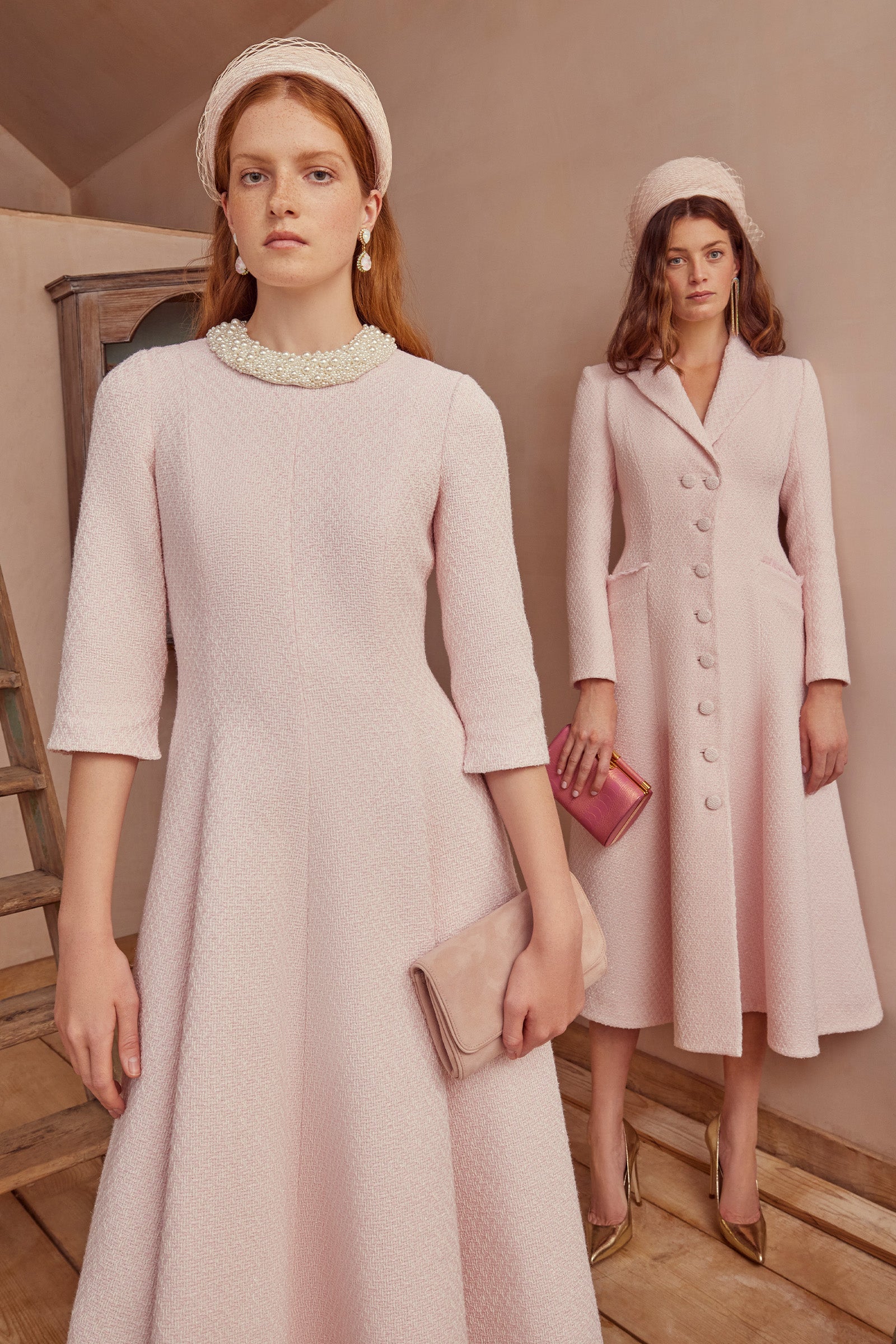 Alabama Coat Pink Shimmer Tweed | Suzannah London